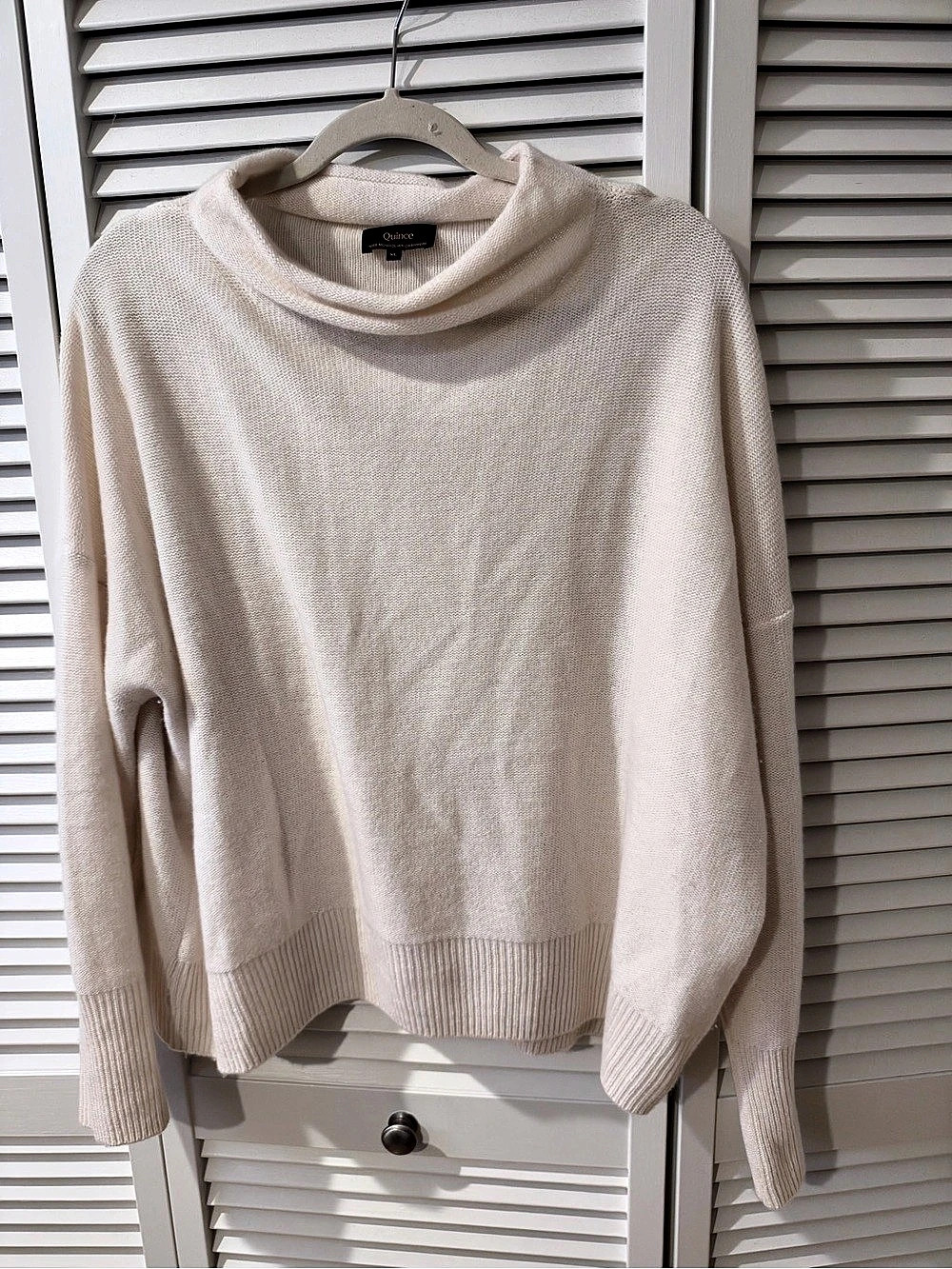 Quince Mongolian Cashmere Funnel Neck Sweater Cream XL